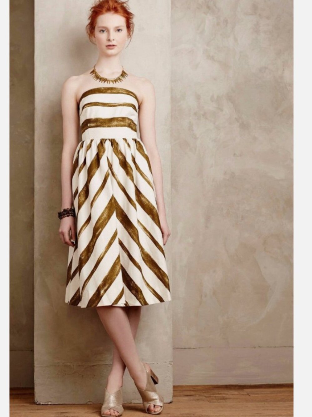 Anthropologie "Paint Stripe Dress" by Moulinette Soeurs, Strapless, 4